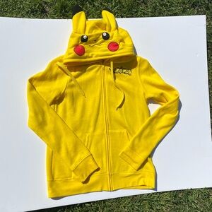 Pokemon Yellow Pikachu Kids Zip-Up Hoodie with Character Hood